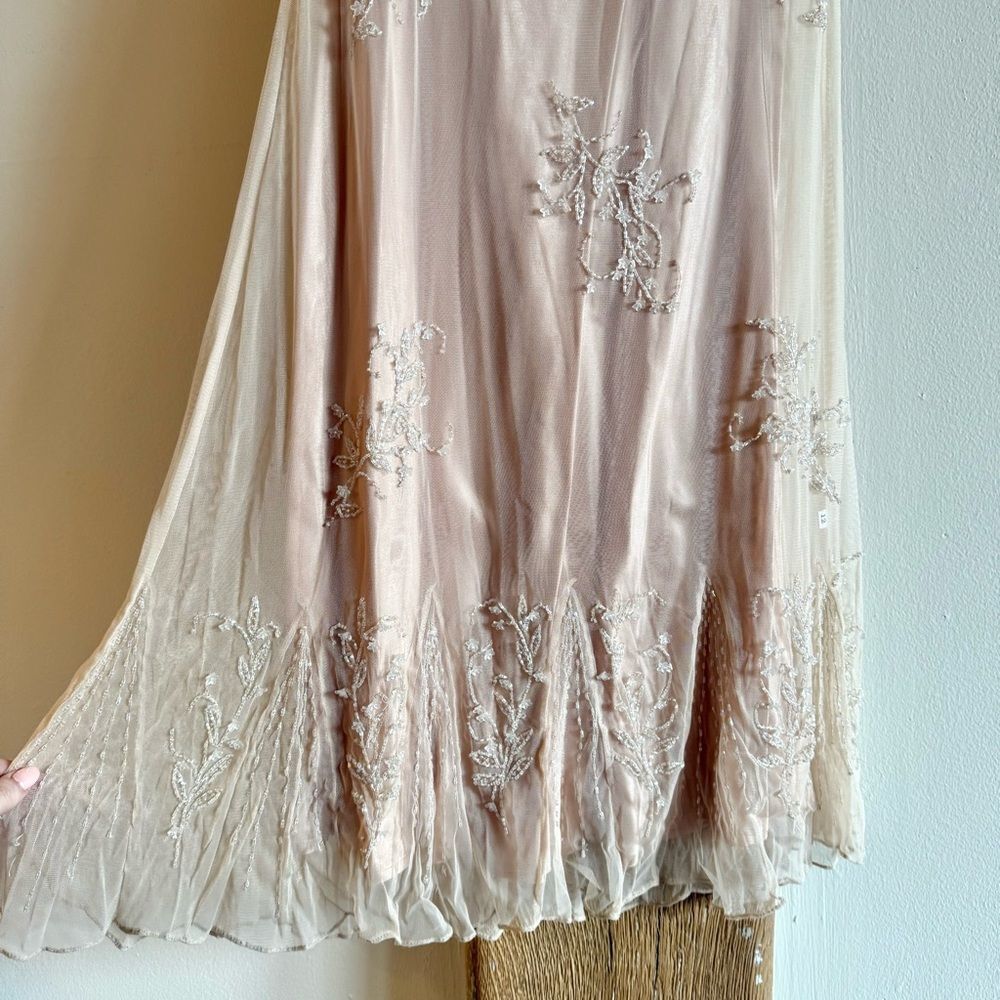 Sue Wong Vintage Embroidered Midi Cocktail Dress - Tan - Picture 3 of 7